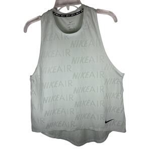 Nike Air Dri-Fit Womens Large Mint Pale Green Tank Top Mesh Logo All Over
